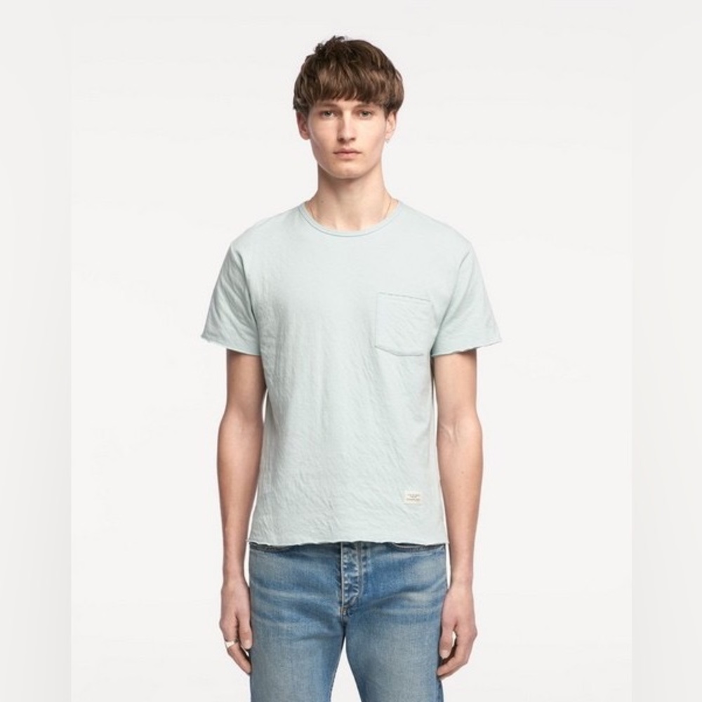 ❌SOLD❌ Rag & Bone Double Knit T-Shirt Tee Dusty Blue Cotton $125 - Men’s Medium